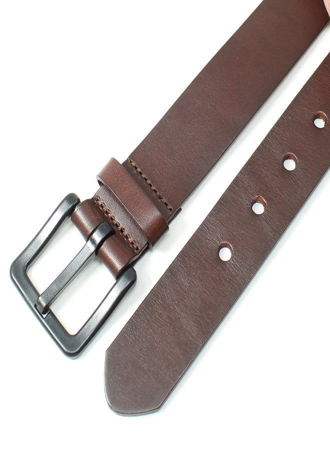 BC Belts حزام من الجلد الطبيعي الكامل الحبيبات من بي سي بيلتس - مضاد للحساسية، خالٍ من النيكل، ومعتمد من إدارة أمن النقل الأمريكية (بني داكن - صغير) - Image 4